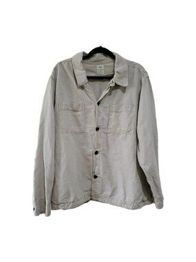 Marks & Spenser The Overshirt Linen Blend Long Sleeve Button Front Khaki 2XL